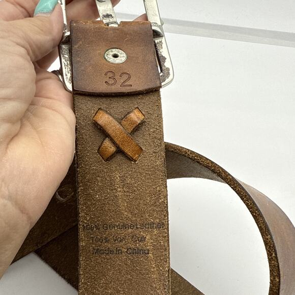 Item is SOLD Vintage Y2K Abercrombie & Fitch Brown Leather Belt Solid Brass - Picture 5 of 9